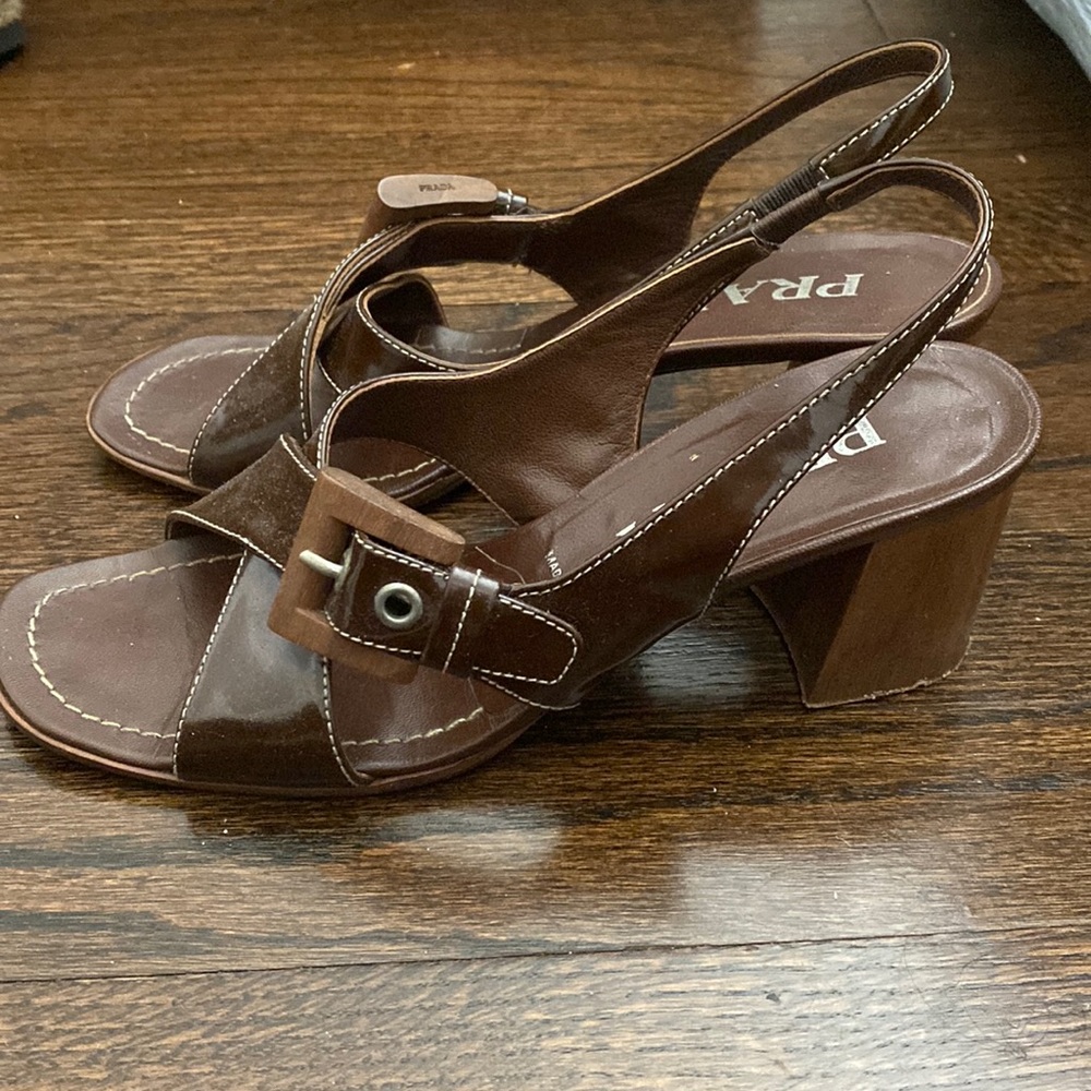 Prada Leather Sandals Brown guc 37